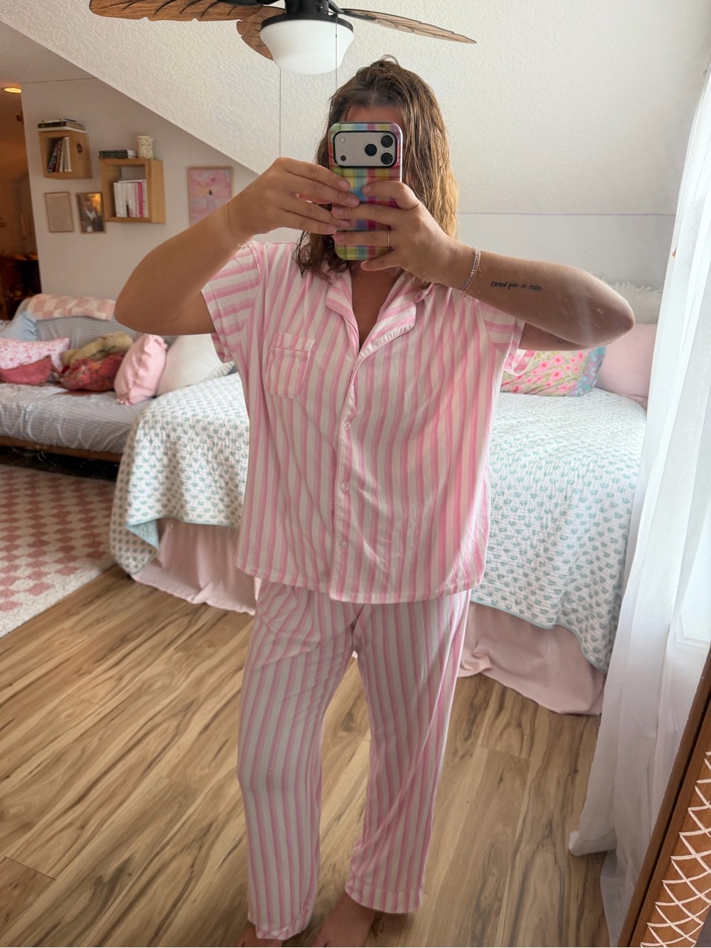 Classic Pink Stripe Women's Pajama Set